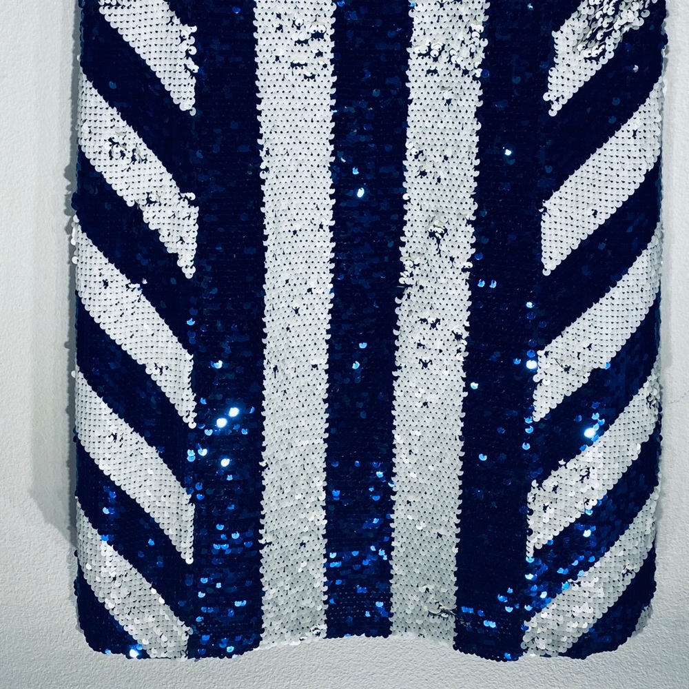 Sexy Sequined Navy/ White Dress**Small $148 - Picture 4 of 6